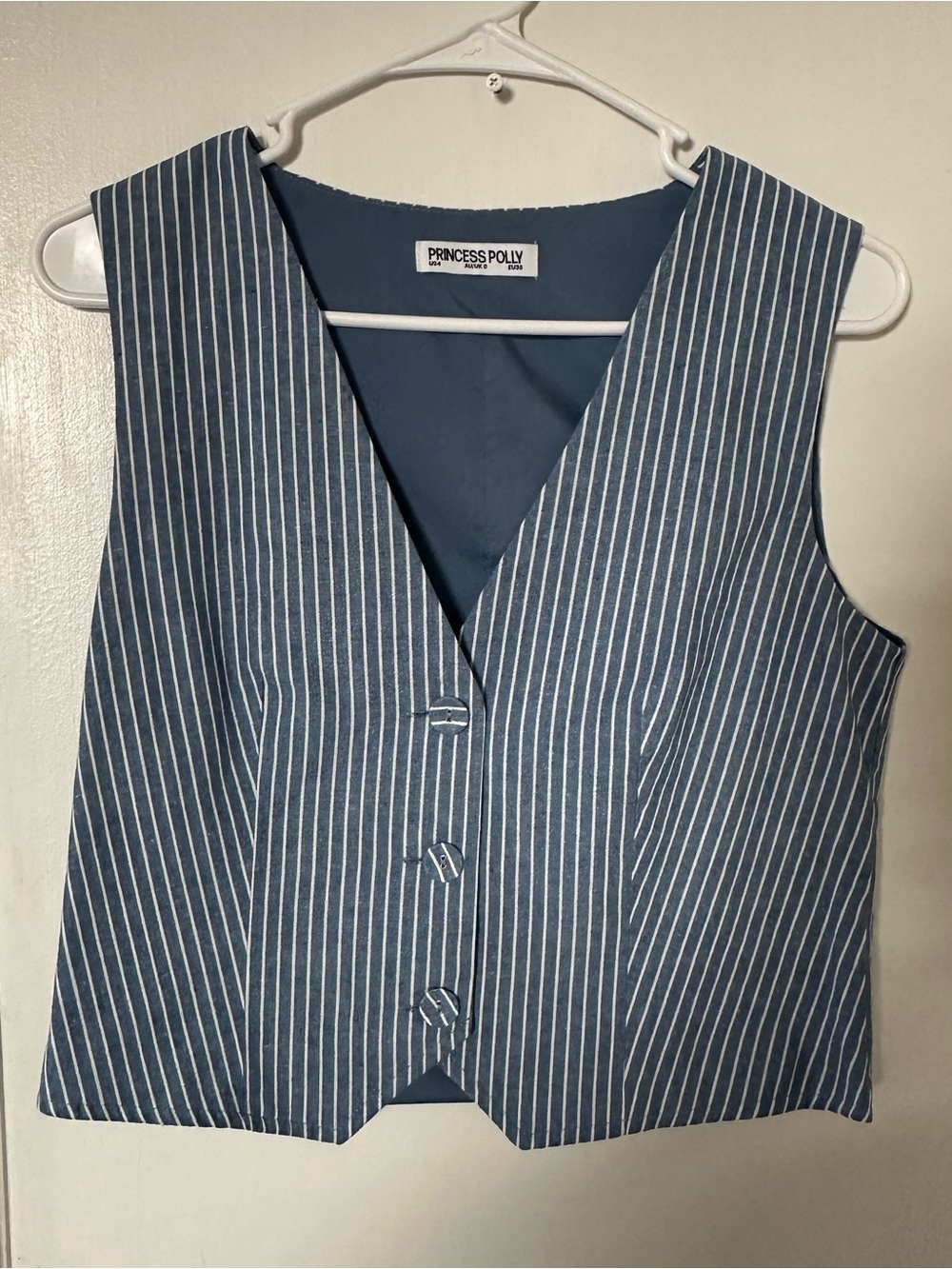 Princess Polly Veridian Vest Blue Stripe Pinstripe Vest
